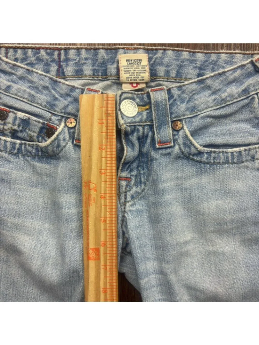 Vintage True Religion Jeans JOHNNY Boot Embroidered Fairy Light Wash Size 24 - Picture 9 of 13